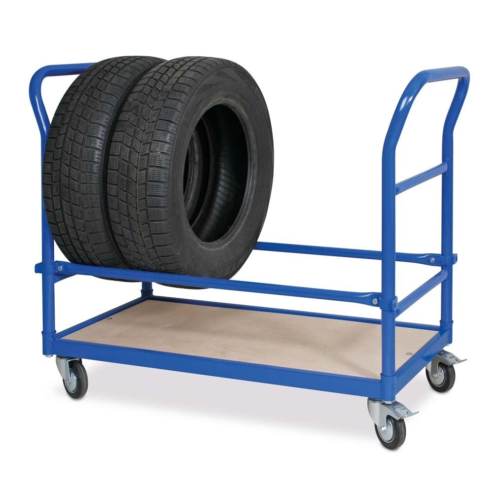 N° de l'image du produit 2 : Chariot porte-pneus BASIC, barre de poussée des deux côtés, largeur utile des compartiments 940 mm, capacité de charge 100 kg