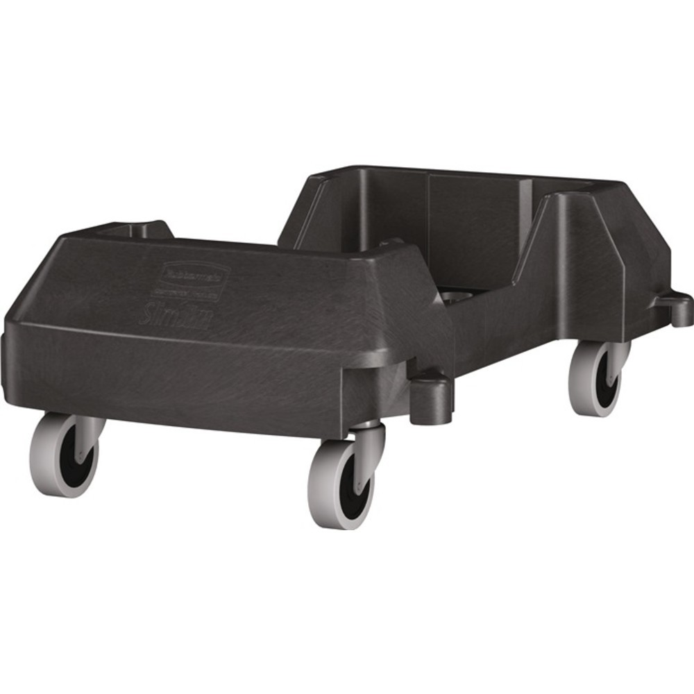 N° de l'image du produit 2 : Chariot avec 4 roulettes pivotantes poubelle de tri 60 l noir RUBBERMAID