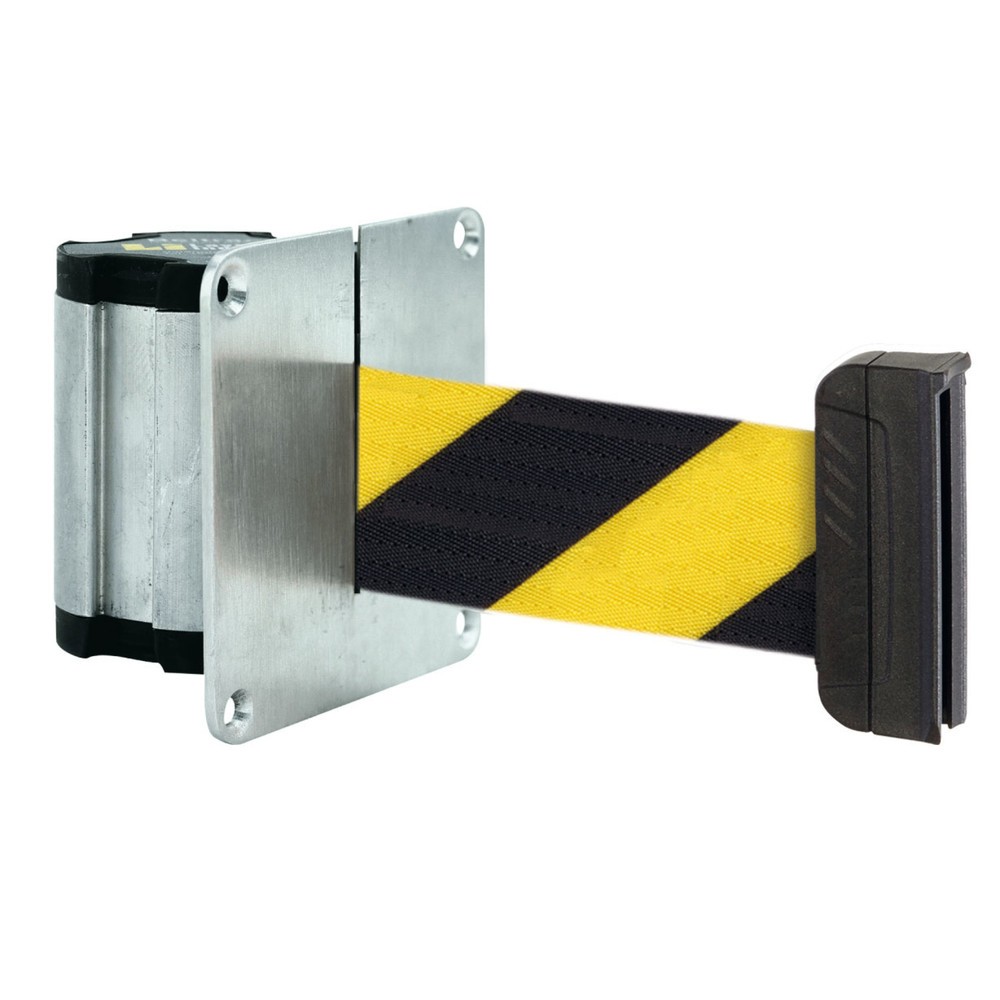 Immagine del prodotto: Cinghia di sbarramento da parete M con pezzo finale magnetico, lunghezza 2,3 m, nero / giallo a strisce diagonali