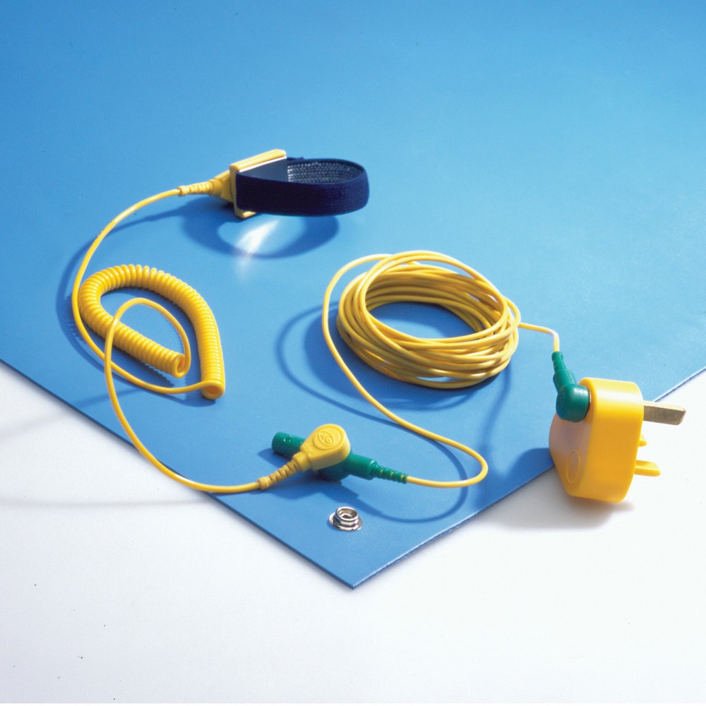 Produktabbildung Nr. 3: COBA ESD-Arbeitsmatten-Set aus PVC mit Leitschicht, BxL 1.200 x lfm, blau