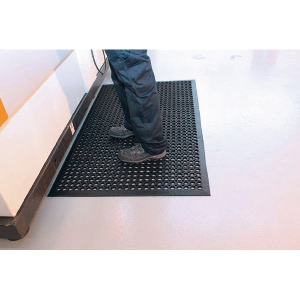 N° de l'image du produit 2 : Revêtement de sol pour poste de travail COBA, noir caoutchouc, tapis prêt à l'emploi L 1 500 x l 900 x E 10 mm