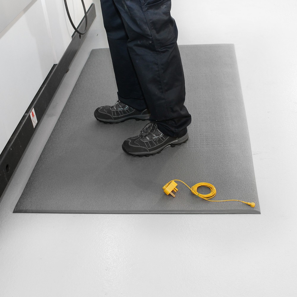 Číslo obrázku produktu 3: COBA Protiúnavová rohož z PVC v sadě, ŠxH 600 x 900 mm, šedá