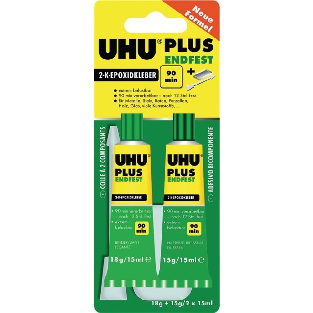 Illustration du produit: Colle époxy bi-composant PLUS ENDFEST 15 g jaunâtre double pulvérisateur UHU