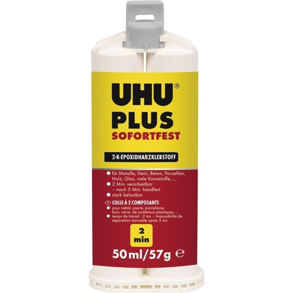 Illustration du produit: Colle en résine époxy 2K UHU PLUS INSTANTFEST 57g double kart incolore