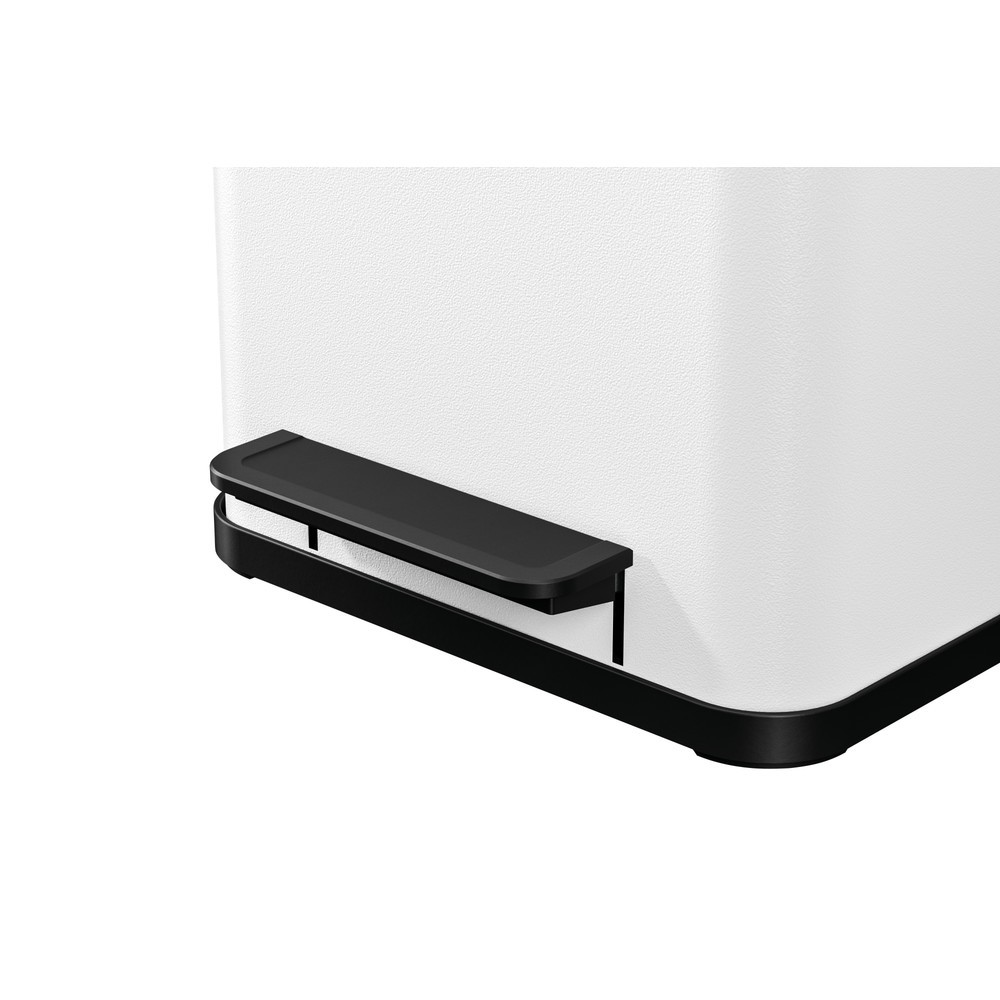 N° de l'image du produit 2 : Collecteur de déchets à pédale Hailo Öko duo Plus M, 2 x 9 litres, mécanisme de fermeture amorti, blanc, mat