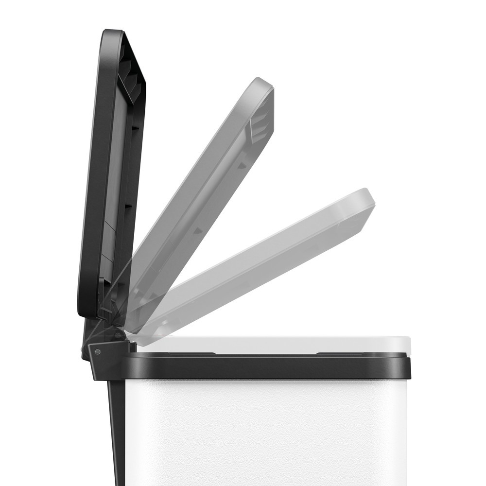 N° de l'image du produit 3 : Collecteur de déchets à pédale Hailo Öko duo Plus M, 2 x 9 litres, mécanisme de fermeture amorti, blanc, mat