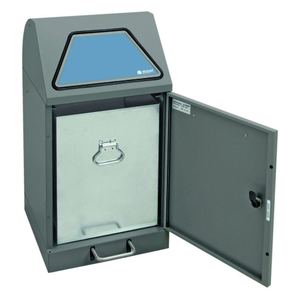 N° de l'image du produit 3 : Collecteur de matériaux stumpf® à pédale, avec conteneur intérieur, tôle d'acier galvanisée, 45 litres, aluminium gris