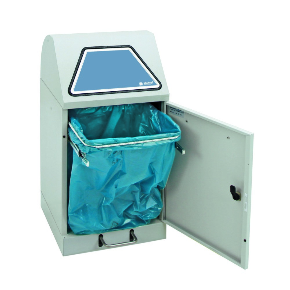 N° de l'image du produit 5 : Collecteur de matériaux stumpf® avec pédale, support pour sacs poubelle, tôle d'acier galvanisée, 45 litres, gris clair
