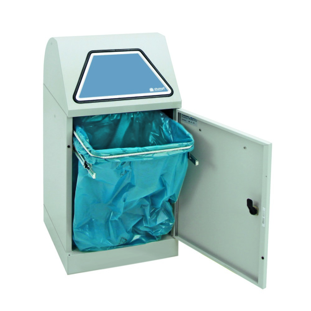 N° de l'image du produit 4 : Collecteur de matériaux stumpf®, avec support pour sacs poubelle, tôle d'acier galvanisée, 45 litres, gris clair
