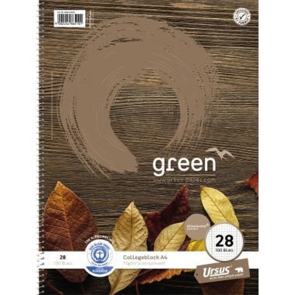 Produktabbildung: Ursus Collegeblock Green 608510028 DIN A4 70g kariert 100Blatt