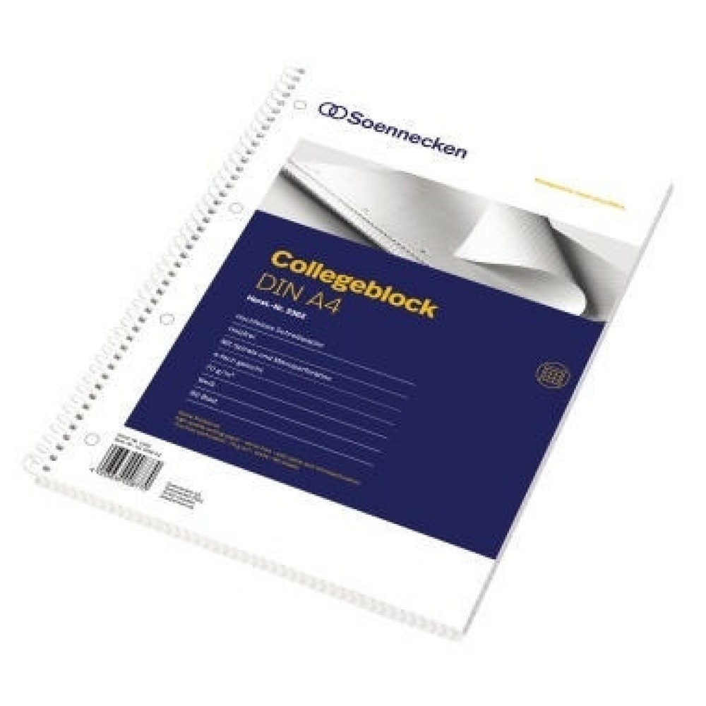 Produktabbildung Nr. 1: Soennecken Collegeblock 2362 DIN A4 gelocht kariert 80Blatt weiß
