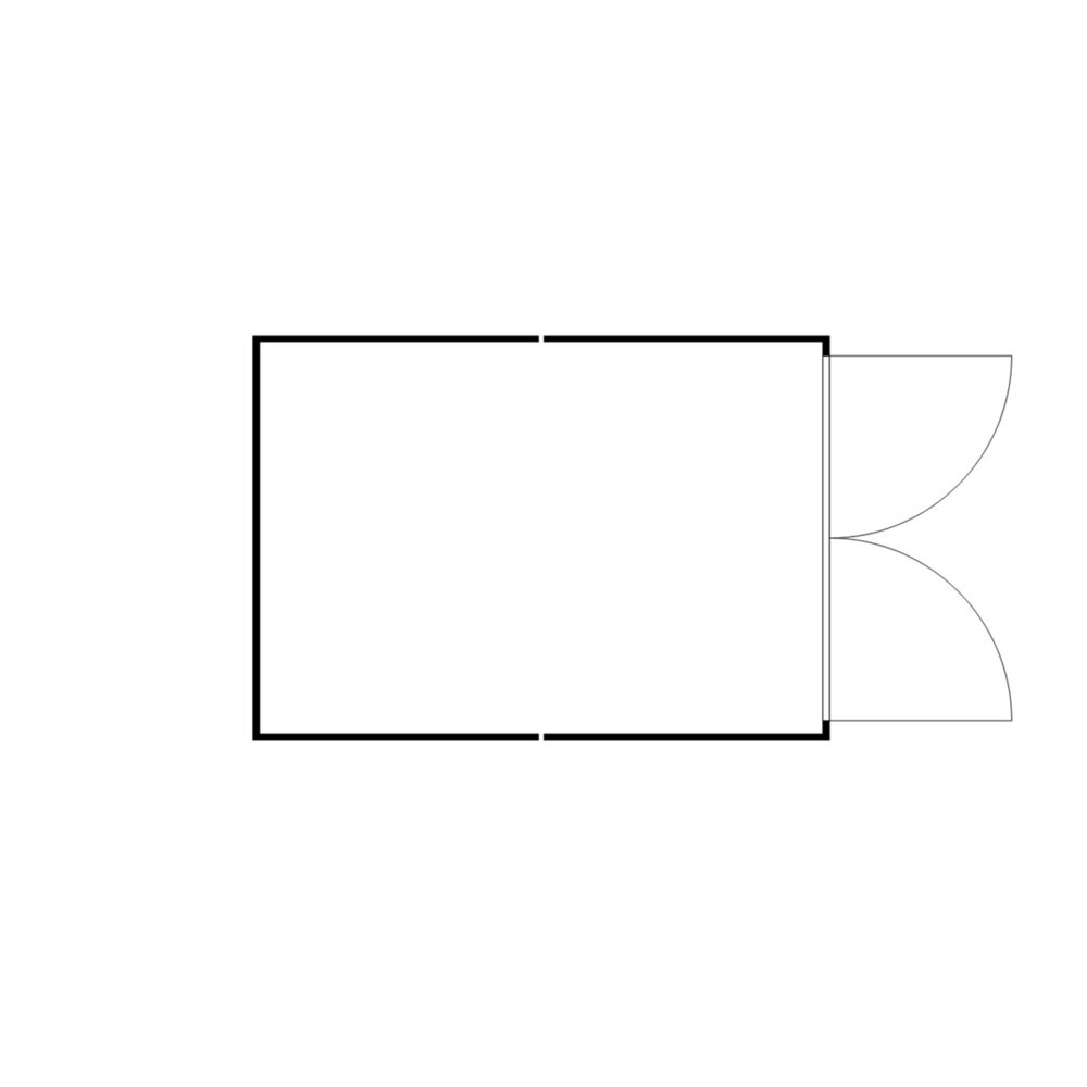 N° de l'image du produit 2 : Combinaison de conteneur de matériaux FLADAFI®, démontée, 12 m², sans étagère, haut. x larg. x prof. 2 115 x 3 050 x 4 340 mm, porte à doubles battants, centrée sur la face avant