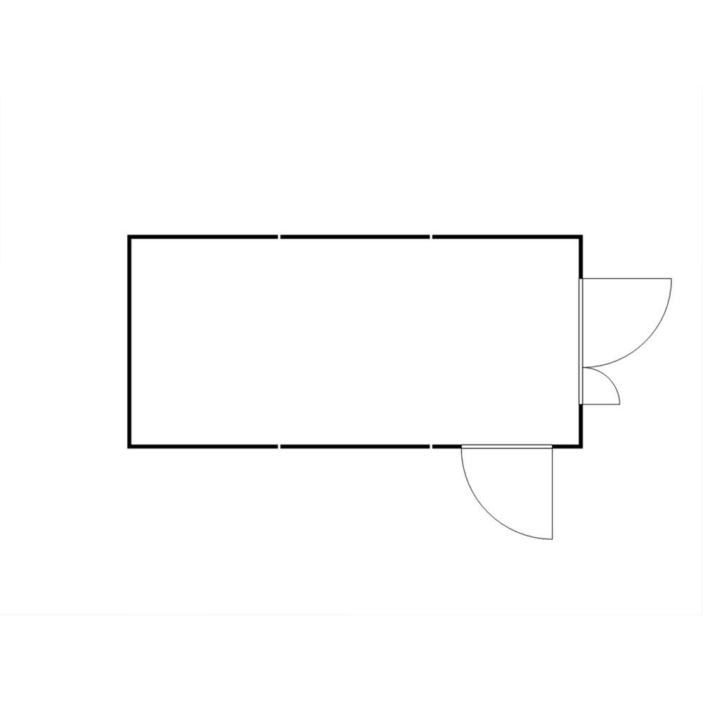 N° de l'image du produit 2 : Combinaison de conteneur de matériaux FLADAFI®, démontée, 18 m², avec plancher en bois, haut. x larg. x prof. 2 150 x 3 050 x 6 520 mm, porte à doubles battants (division asymétrique), au centre de la face avant, porte supplémentaire