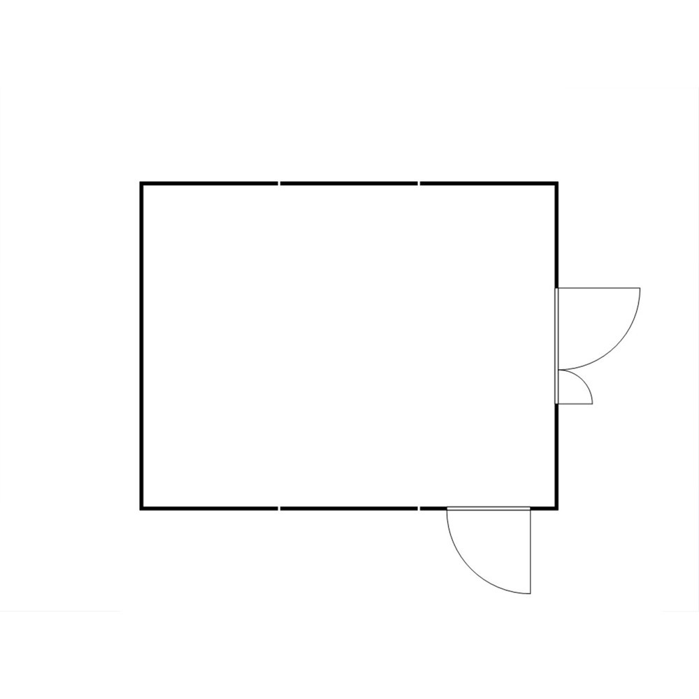 N° de l'image du produit 2 : Combinaison de conteneur de matériaux FLADAFI®, démonté, 32 m², avec plancher en bois, haut. x larg. x prof. 2 150 x 5 080 x 6 520 mm, porte à doubles battants (division asymétrique), centrée en face avant, porte supplémentaire