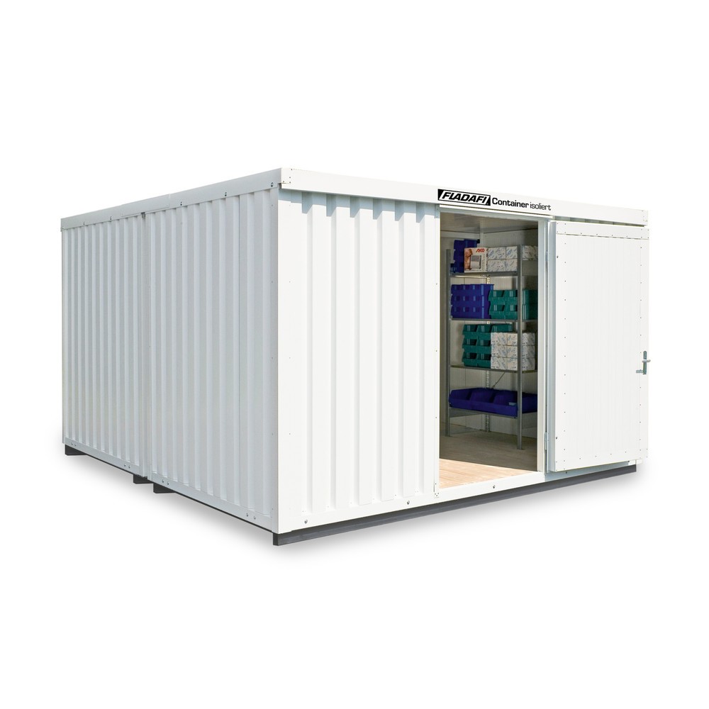 Illustration du produit: Combinaison de conteneur de matériaux FLADAFI®, isolé, 16 m², avec sol isolé, haut. x larg. x prof. 2 500 x 4 050 x 4 340 mm, porte à un battant, centré dans le module