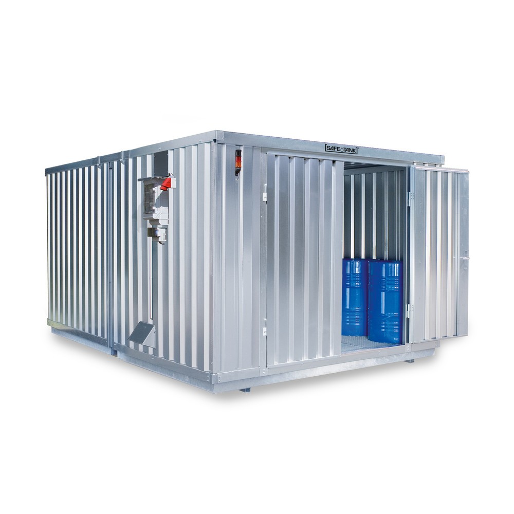 Product afbeelding: Container voor gevaarlijke stoffen SAFE Tank 2000 CONTROL, geautomatiseerd explosiebeschermingssysteem voor maximale energie-efficiëntie en veiligheid, buitenafmetingen 3.350x4.340x2.310 mm, dubbele draaideur, centraal in de korte zijde, opslagruimte 12