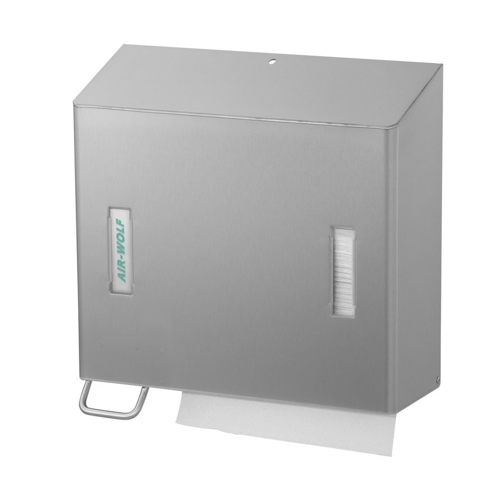 Productafbeelding nr. 1: Combinatie van dispenser voor papieren handdoekjes en zeepdispenser links Air-Wolf geborsteld roestvrij staal