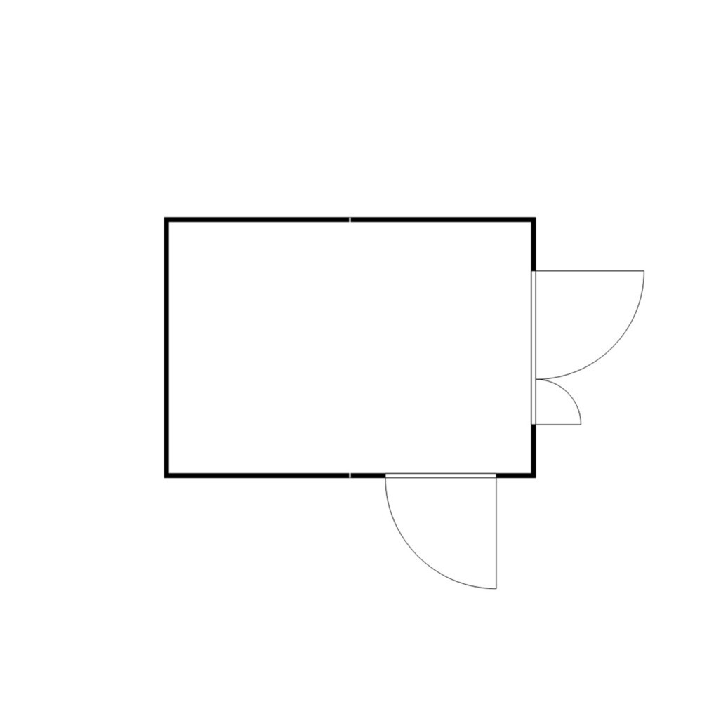Productafbeelding nr. 2: Combinatie van materiaalcontainers FLADAFI®, gedemonteerd, 12 m², zonder vloer, hxbxd 2.115 x 3.050 x 4.340 mm, dubbele draaideur (asymmetrische indeling), gecentreerd aan de voorzijde, extra deur
