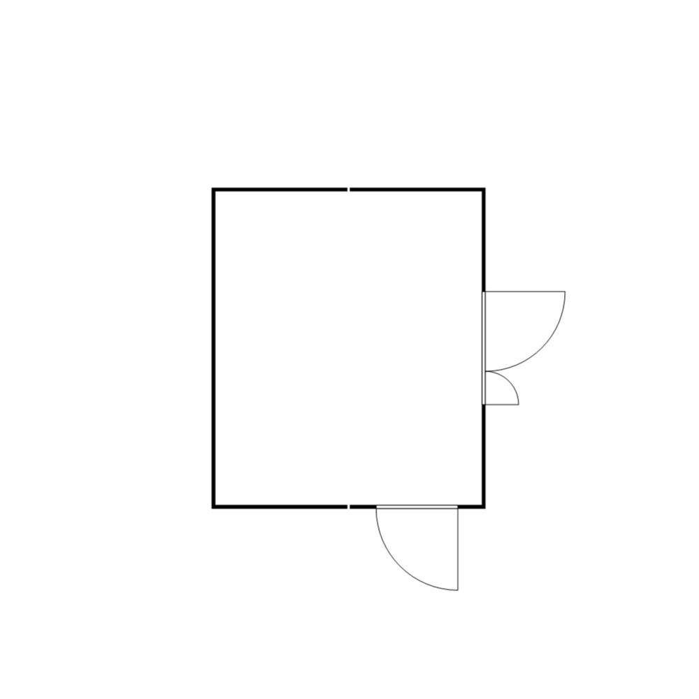 Productafbeelding nr. 2: Combinatie van materiaalcontainers FLADAFI®, gedemonteerd, 21 m², zonder vloer, hxbxd 2.115 x 5.080 x 4.340 mm, dubbele draaideur (asymmetrische indeling), gecentreerd in de brede zijde, extra deur
