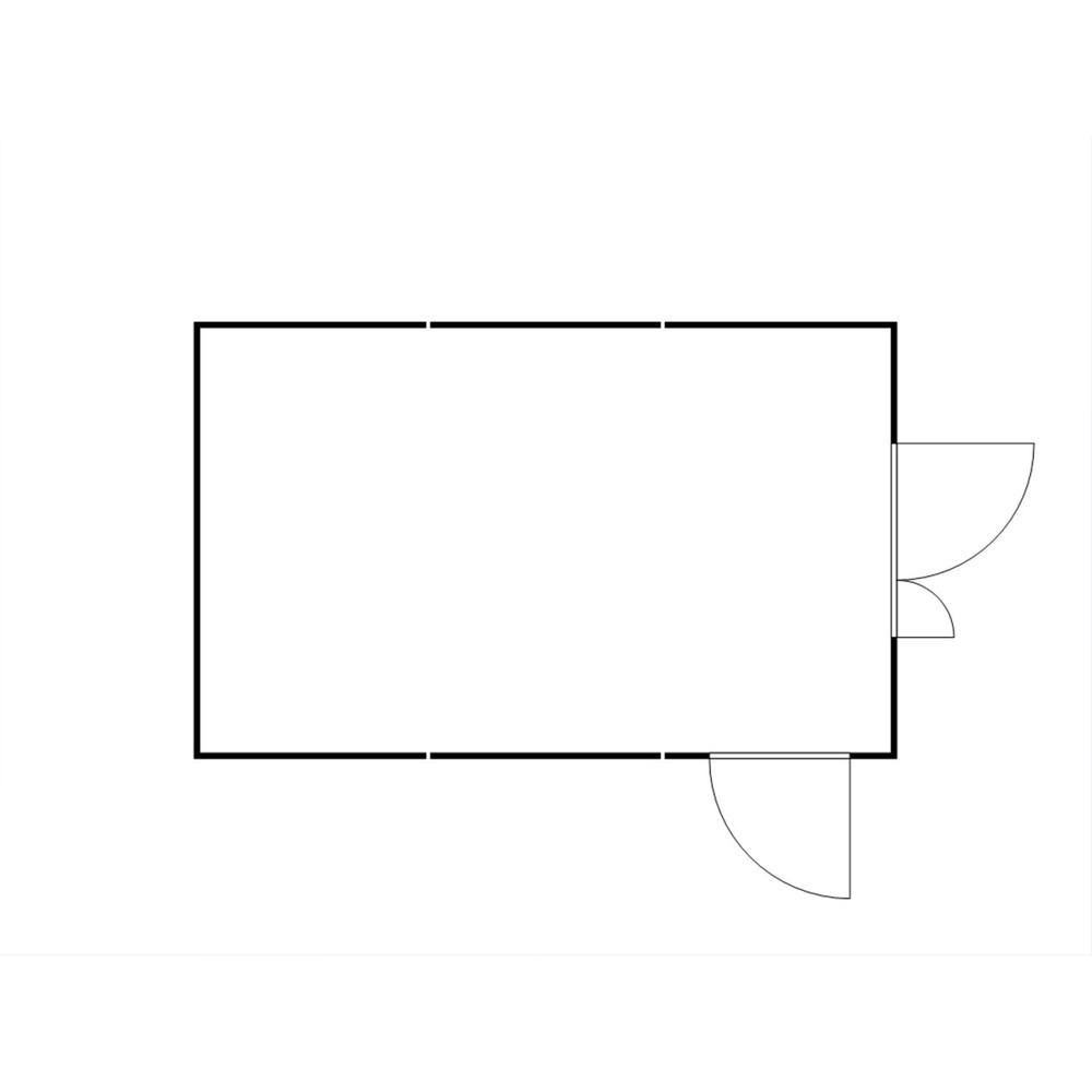 Productafbeelding nr. 2: Combinatie van materiaalcontainers FLADAFI®, gedemonteerd, 25 m², zonder vloer, hxbxd 2.115 x 4.050 x 6.520 mm, dubbele draaideur (asymmetrische indeling), gecentreerd aan de voorzijde, extra deur