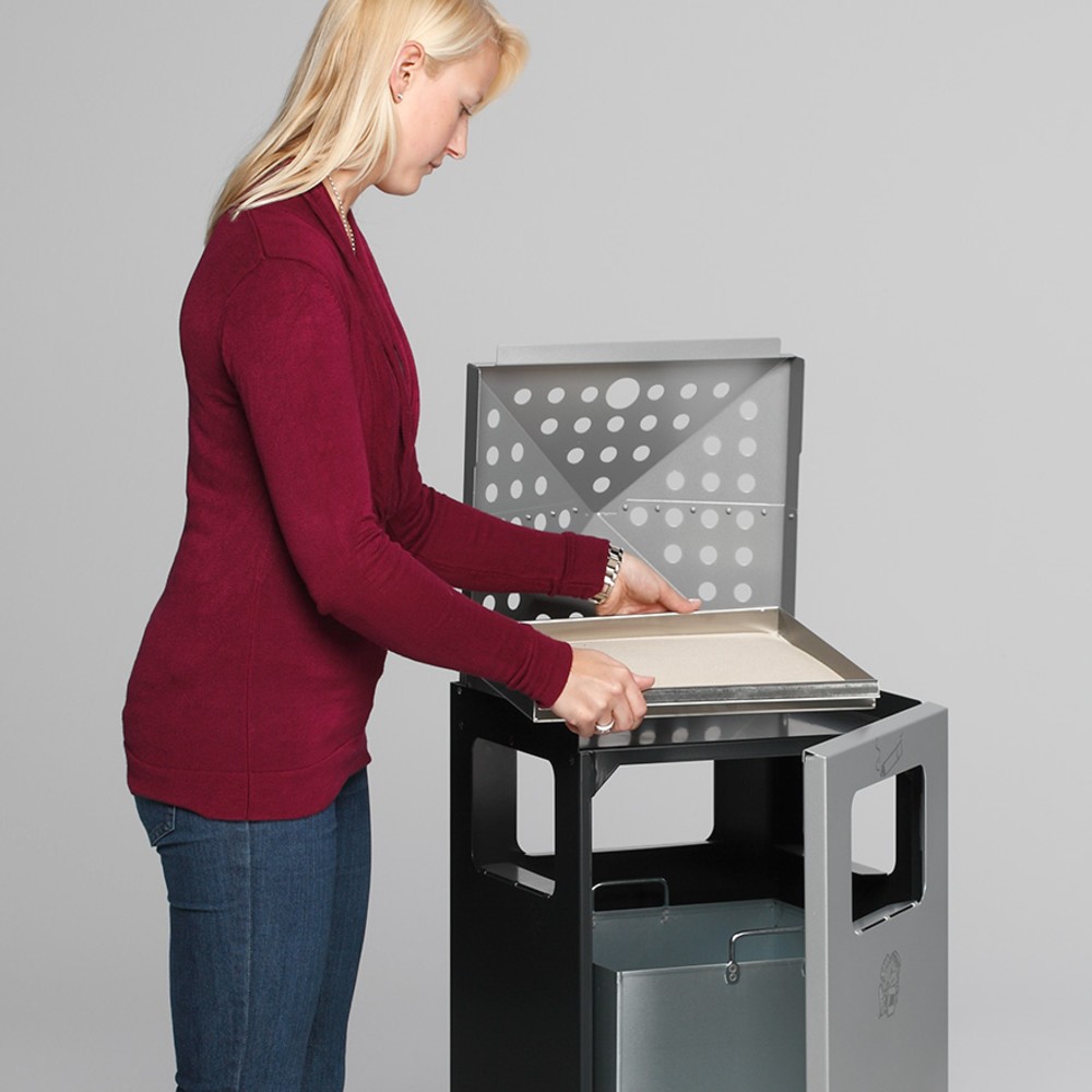 N° de l'image du produit 2 : Combiné cendrier-poubelle VAR®, avec toît perforé, tôle d’acier, 80 litres