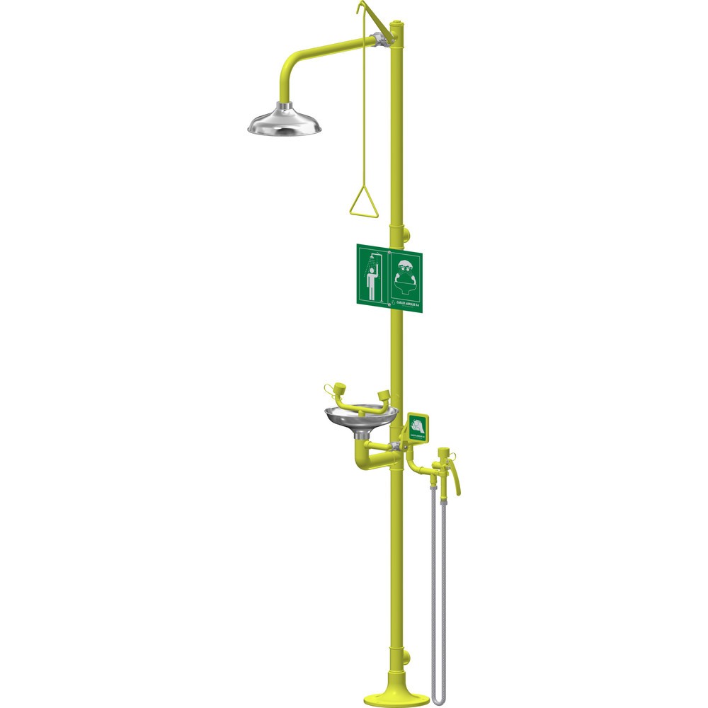 N° de l'image du produit 2 : Combiné douche corporelle/oculaire Erbstößer® avec cuvette de récupération et flexible de douche mobile, DIN EN 15154-1/-2/-5, modèle sur pied, pommeau de douche/cuvette de récupération en acier inoxydable