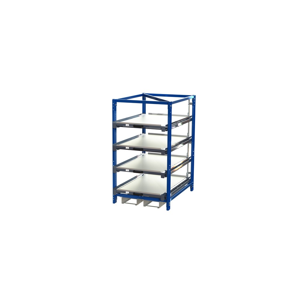 Product afbeelding: Rek met uitschuifbare planken, met vorkkokers, 4 schuifplanken