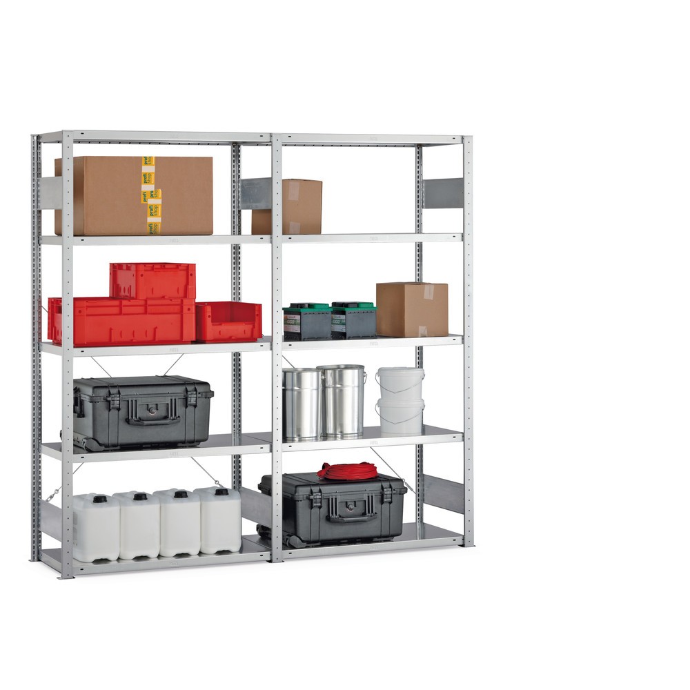 Product afbeelding: Complete legbordstelling META, verzinkt, vaklast 150 kg, hxbxd 2.000 x 2.062 x 436 mm