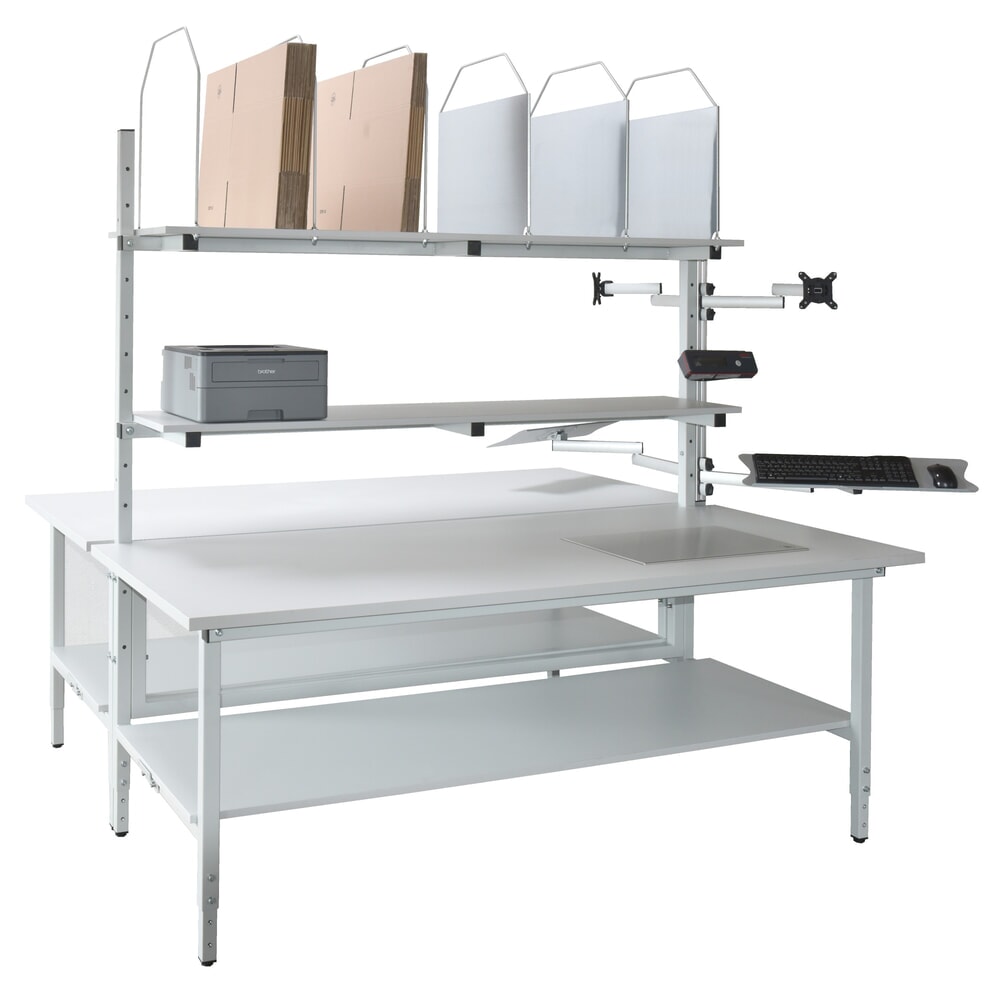 Productafbeelding nr. 2: DAHMEN handmatig in hoogte verstelbare paktafel Classic, dubbelzijdig, complete set, hxbxd 700-950 x 1600 x 1.840 mm