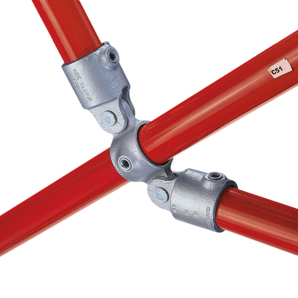 Illustration du produit: Raccord en croix avec 2 départs articulés, 1 passage, Ø extérieur du tube 33,7 mm