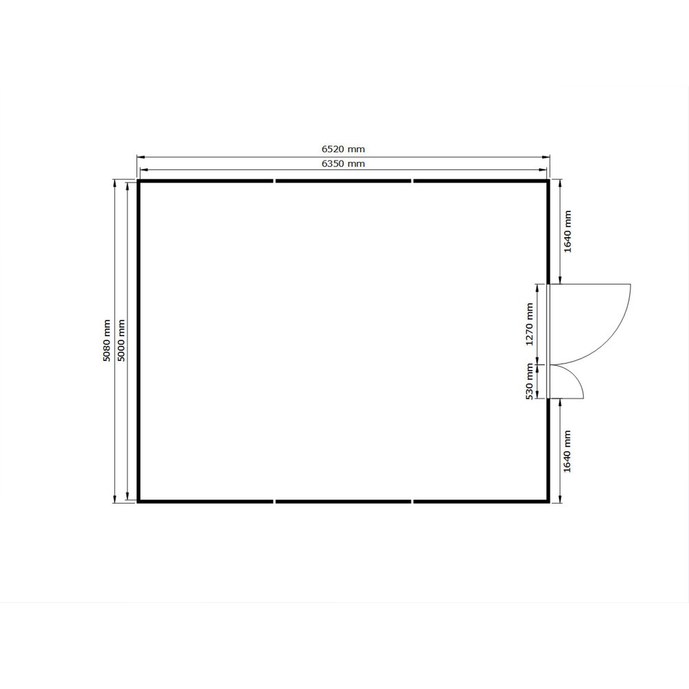 Productafbeelding nr. 2: Combinatie van containers voor gevaarlijke stoffen SAFE Tank 5000 ALG, verzinkt, voorgemonteerd, buitenafmetingen 5.380x6.520x2.300 mm, dubbele draaideur (asymmetrische verdeling), centraal in de korte zijde, opslagruimte 32 m²