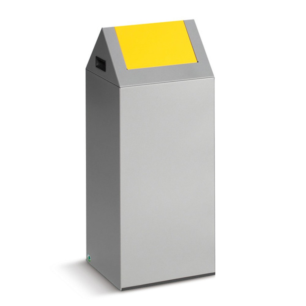 Imagen del producto: Contenedor de reciclaje VAR®, 60 litros, autoextinguible, estructura de color azul claro, tapa redonda/amarillo