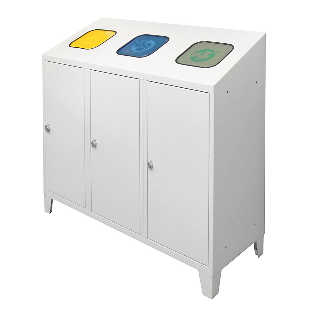 Imagen del producto: HEMMDAL Contenedor de residuos para reciclado Trio, con 3 soportes para bolsas, 120 litros cada una