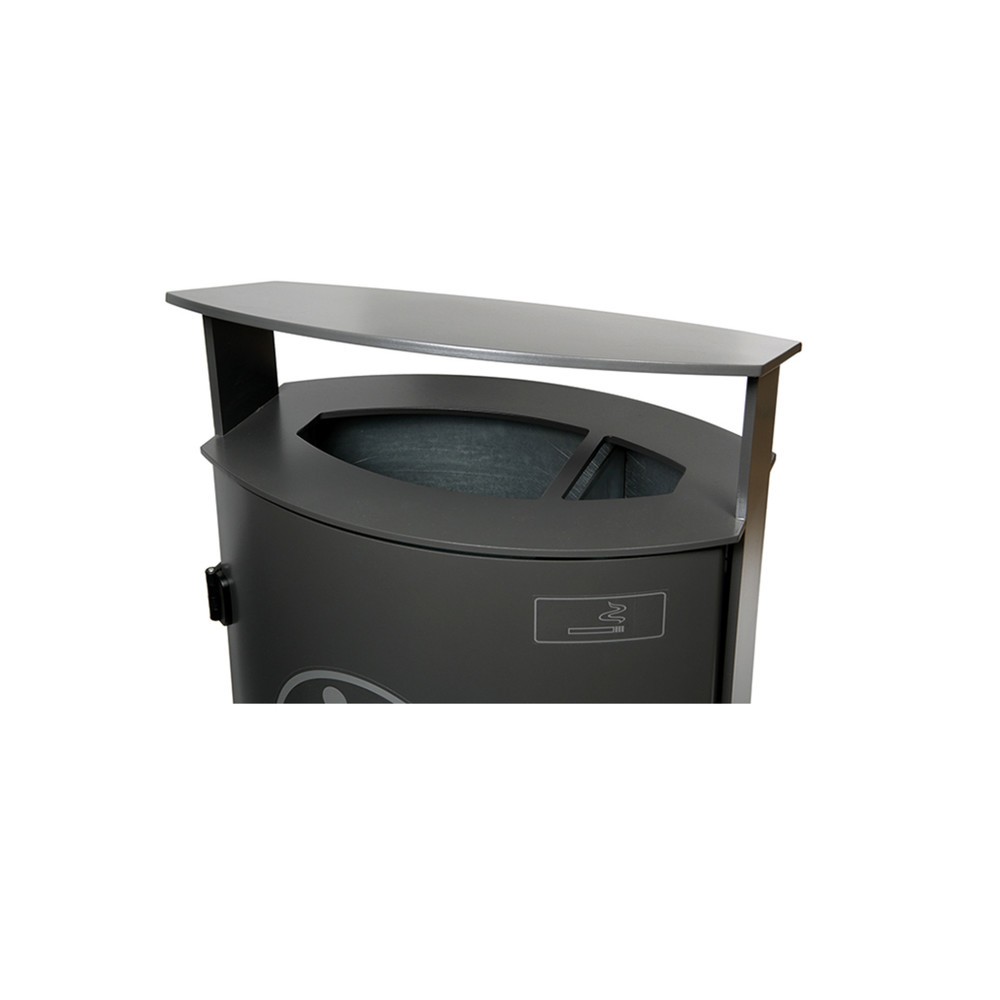N° de l'image du produit 2 : Poubelle RENNER avec capot biseauté et cendrier modèle 7092, 70 litres, gris anthracite