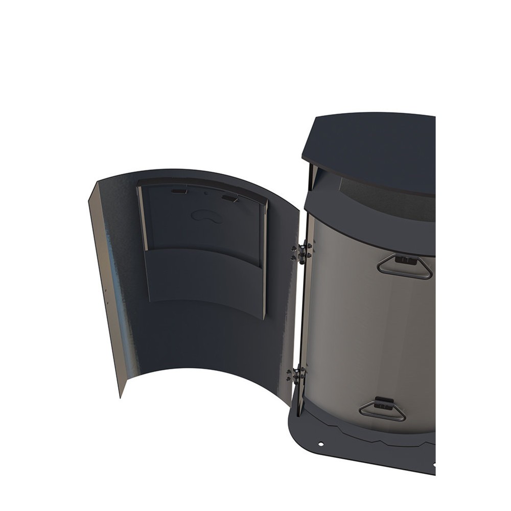N° de l'image du produit 2 : Poubelle RENNER avec capot biseauté modèle 7092, 70 litres, design tôle alvéolée, distributeur de sachets intégré, bleu cobalt