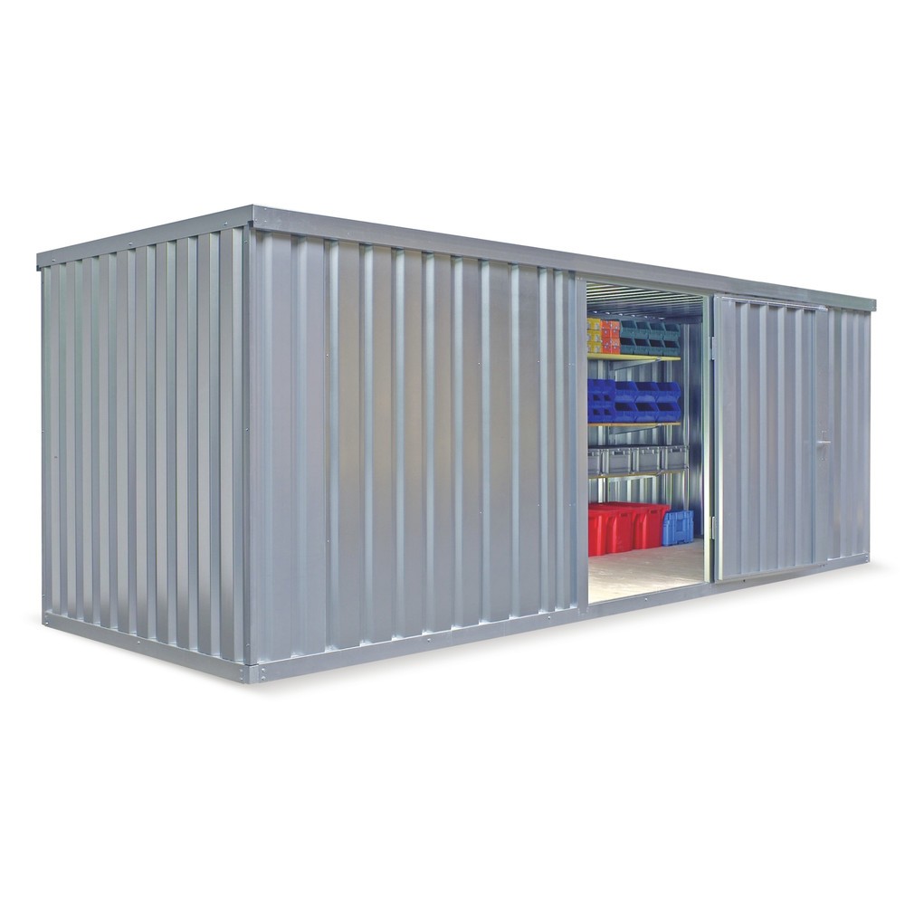N° de l'image du produit 2 : Conteneur à matériaux FLADAFI® , module unique, peint, haut. x larg. x prof. 2 150 x 2 100 x 1 140 mm, assemblé, plancher en bois, gris clair