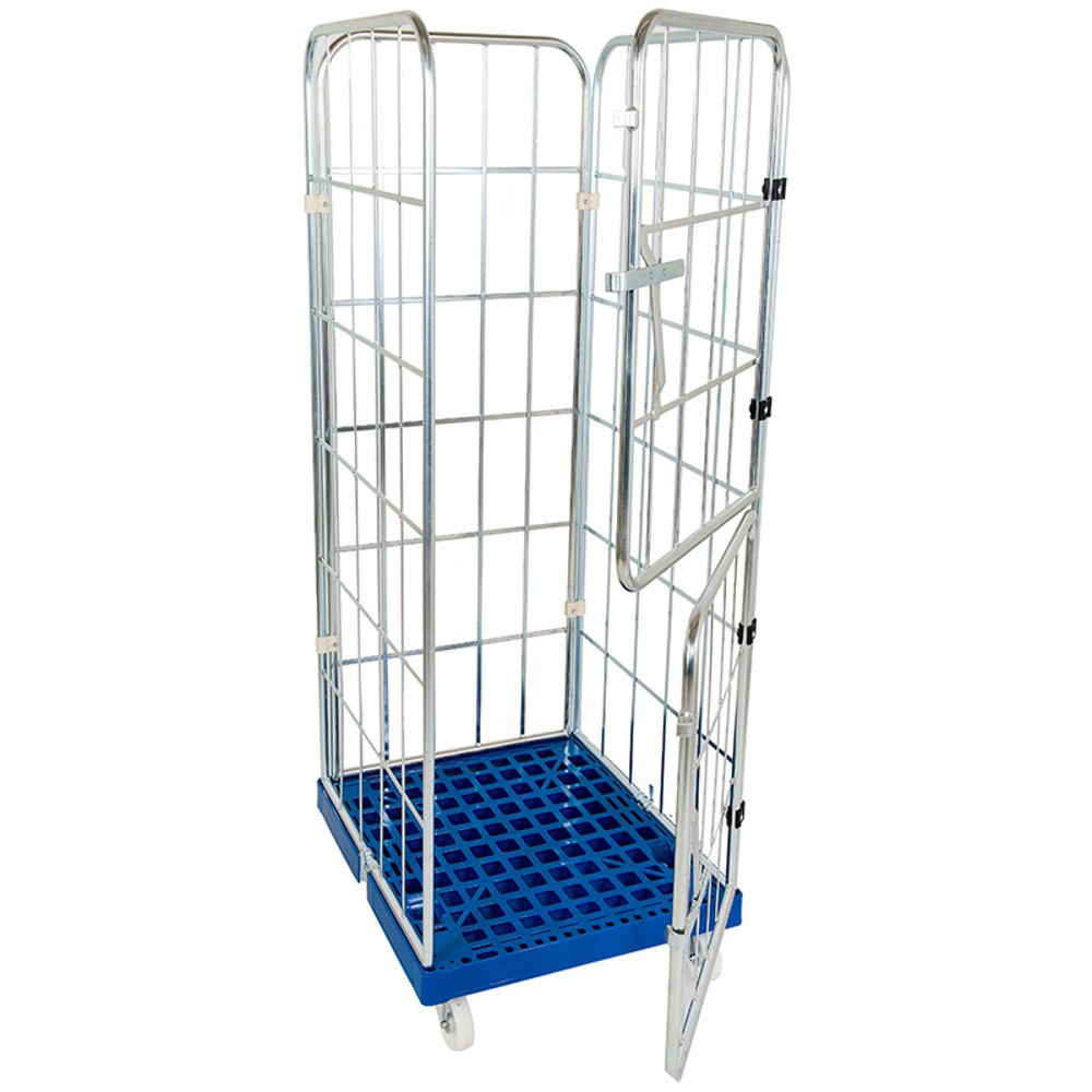 Illustration du produit: Conteneur à roulettes, 4 côtés, paroi avant divisée, plateaux à roulettes en plastique, HxlxP 1 850 x 724 x 815 mm, bleu clair