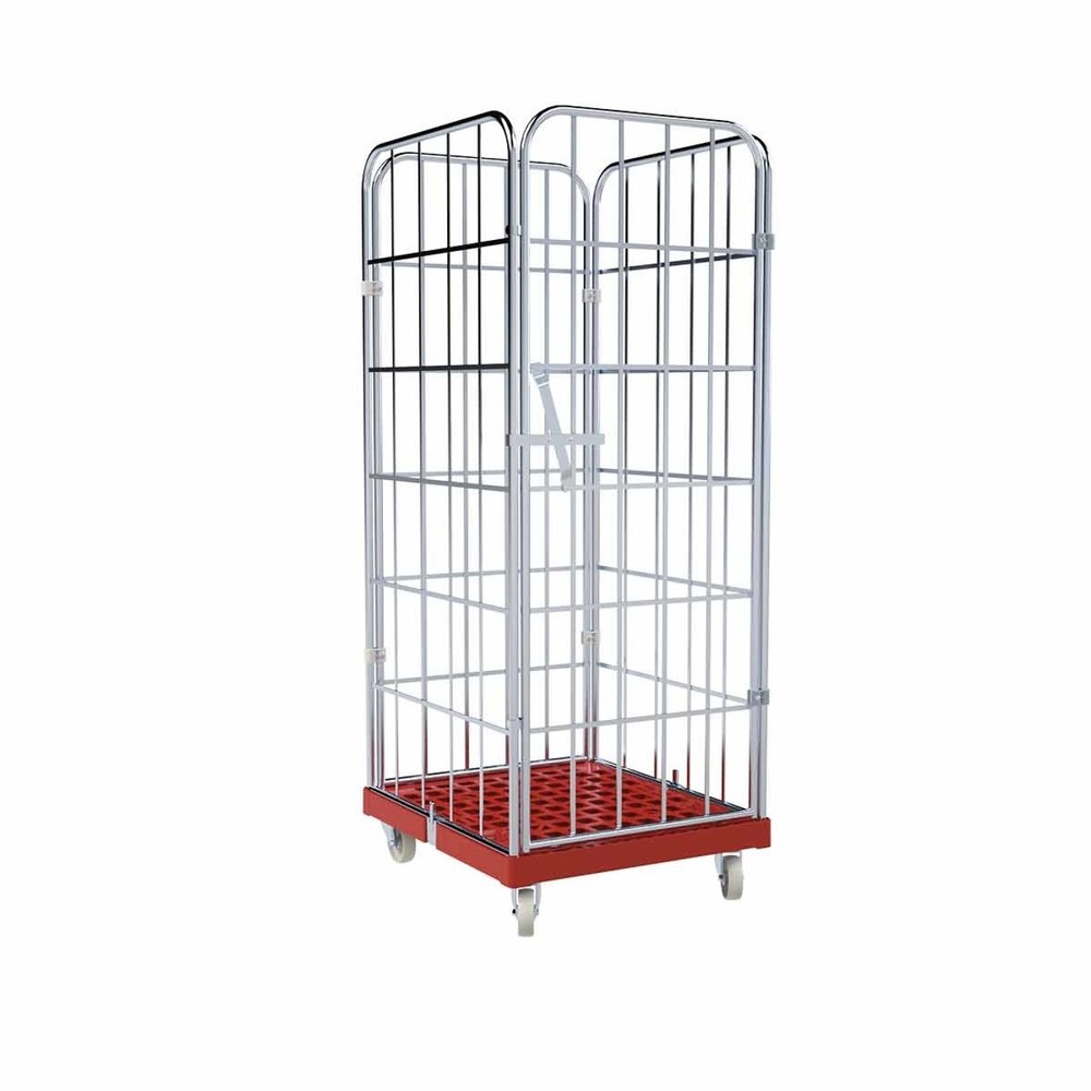 Illustration du produit: Conteneur à roulettes, 4 côtés, paroi avant monobloc, plateaux à roulettes en plastique, HxlxP 1 850 x 724 x 815 mm, rouge feu