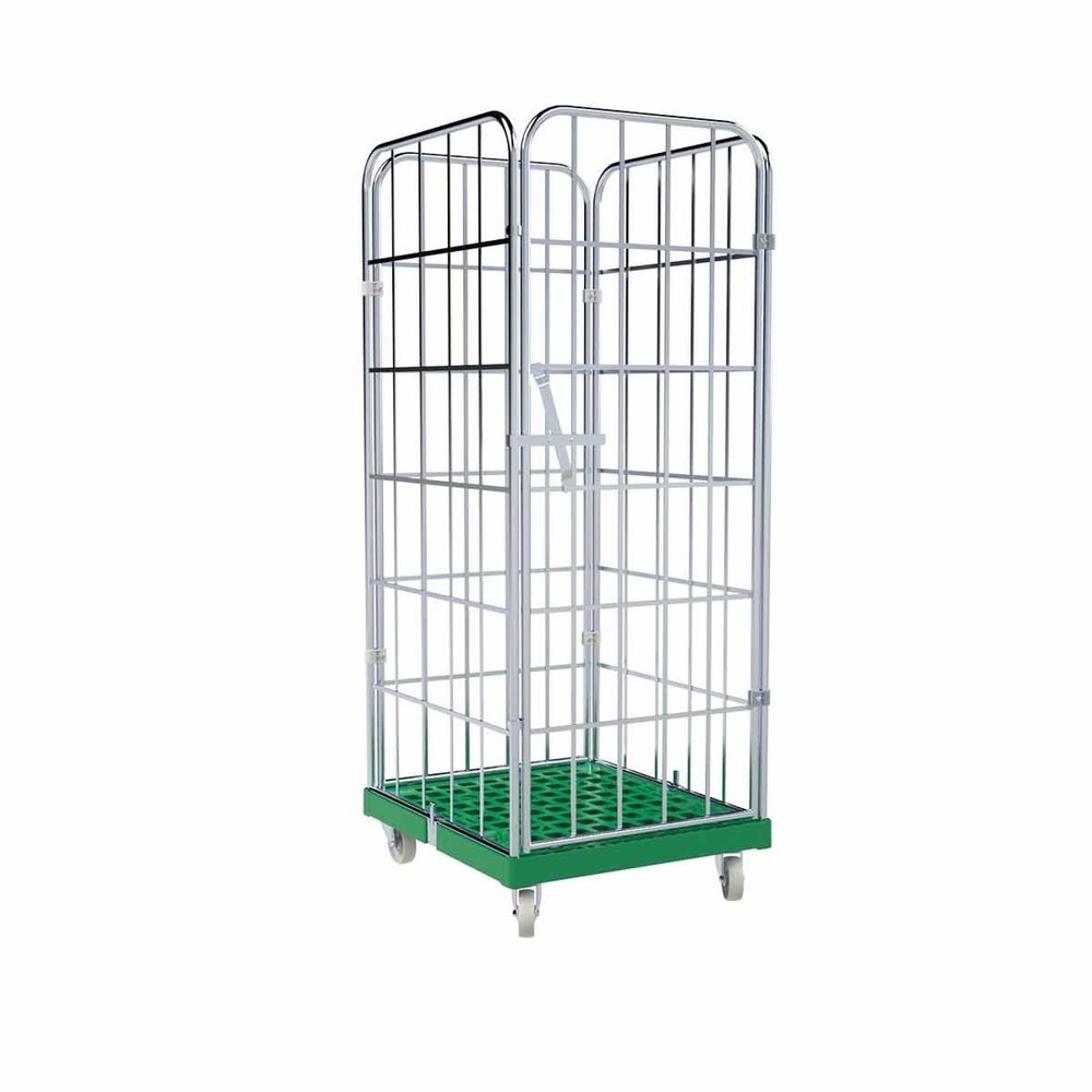 Illustration du produit: Conteneur à roulettes, 4 côtés, paroi avant monobloc, plateaux à roulettes en plastique, HxlxP 1 850 x 724 x 815 mm, vert signalisation