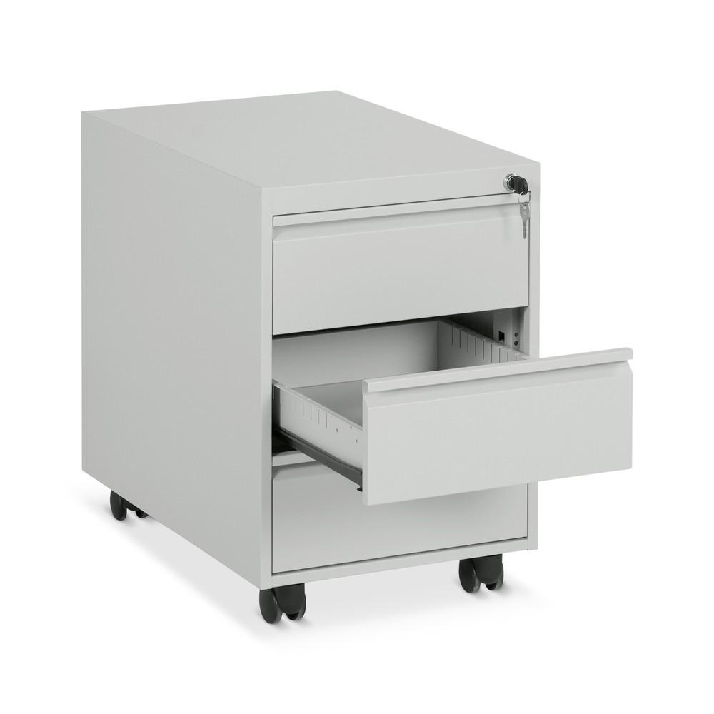 N° de l'image du produit 2 : Conteneur à roulettes avec serrure à cylindre + verrouillage centralisé, 3 tiroirs, HxlxP 560 x 390 x 600 mm