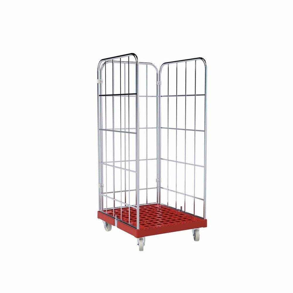 Illustration du produit: Conteneur à roulettes Classic, 3 côtés, galvanisé, plaque roulante en plastique, H x l x P 1 650 x 724 x 815 mm, rouge feu