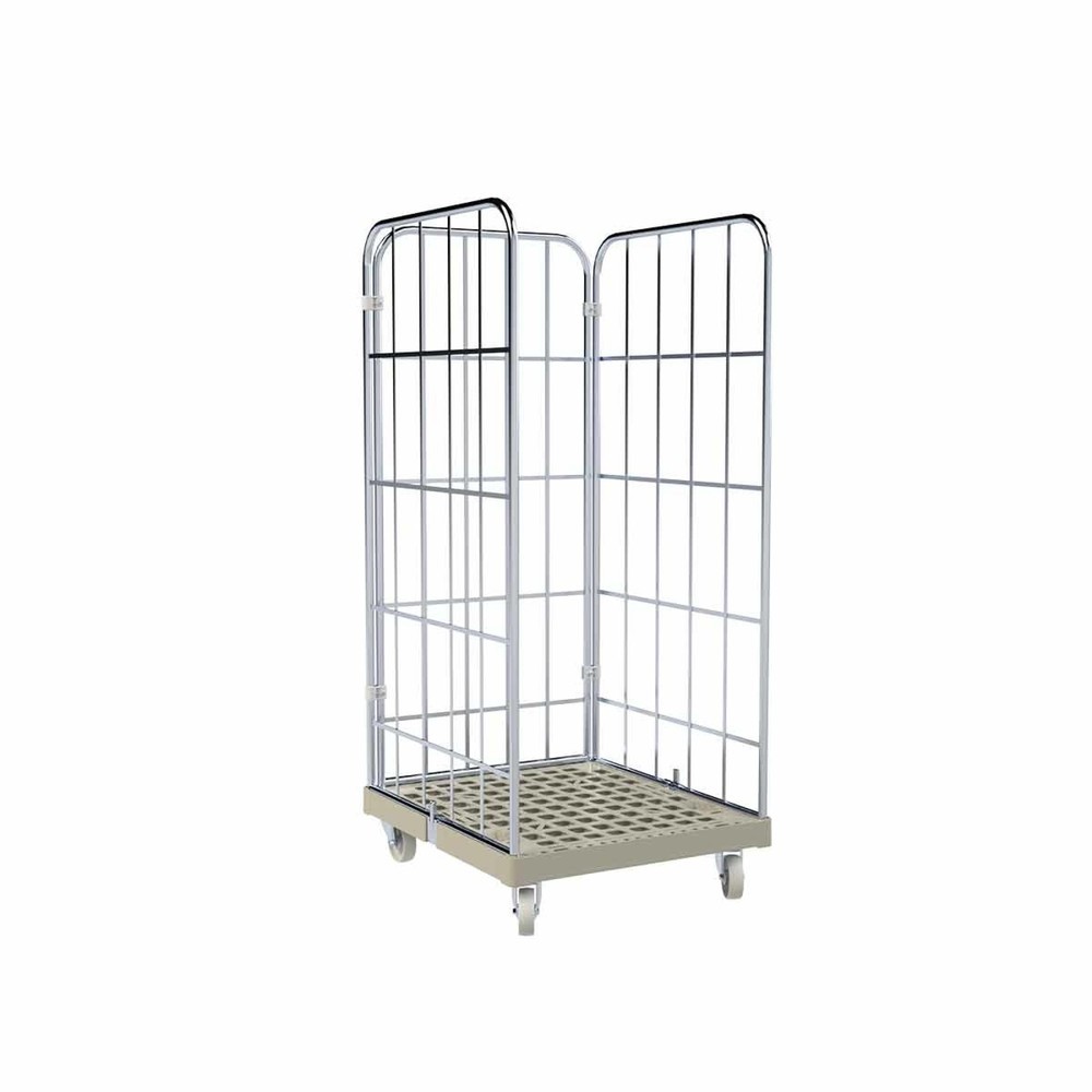 Illustration du produit: Conteneur à roulettes Classic, 3 côtés, galvanisé, plaque roulante en plastique, H x l x P 1 650 x 724 x 815 mm, gris silex