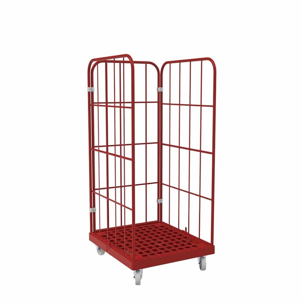 Illustration du produit: Conteneur à roulettes Classic, 3 côtés, revêtu par poudrage, plaque roulante en plastique, H x l x P 1 650 x 724 x 815 mm, rouge feu