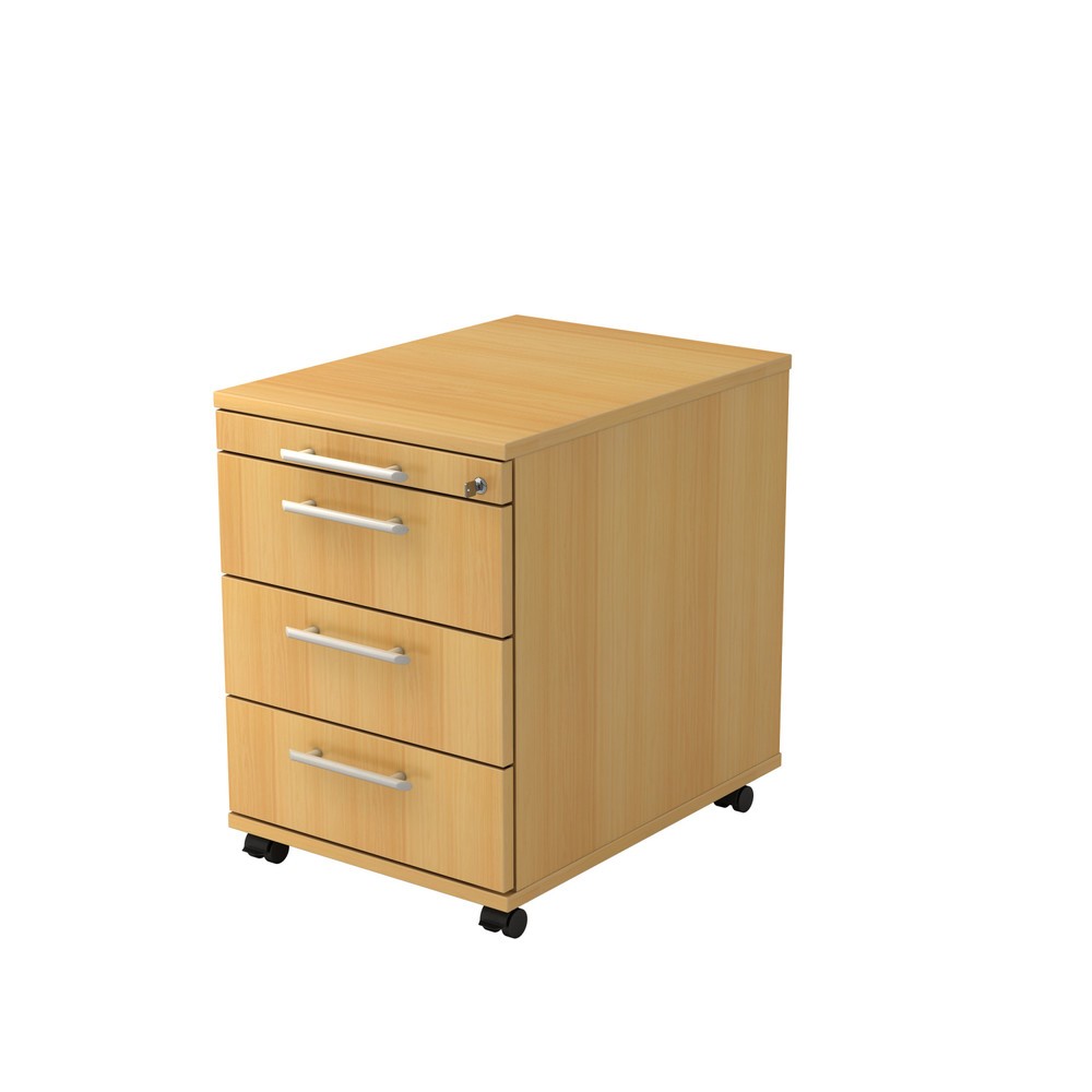 Illustration du produit: Conteneur à roulettes, 4 tiroirs avec poignée en plastique, HxlxP 590 x 428 x 580 mm, hêtre