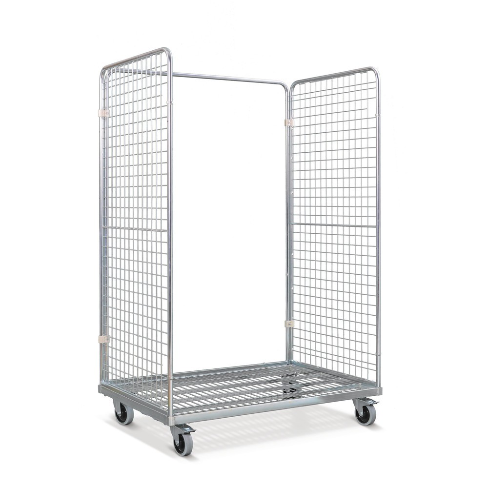 Illustration du produit: Conteneur à roulettes en acier aux dimensions Euro, 2 côtés, avec cadre tubulaire à l’arrière, plate-forme de chargement l x P 1 150 x 750 mm