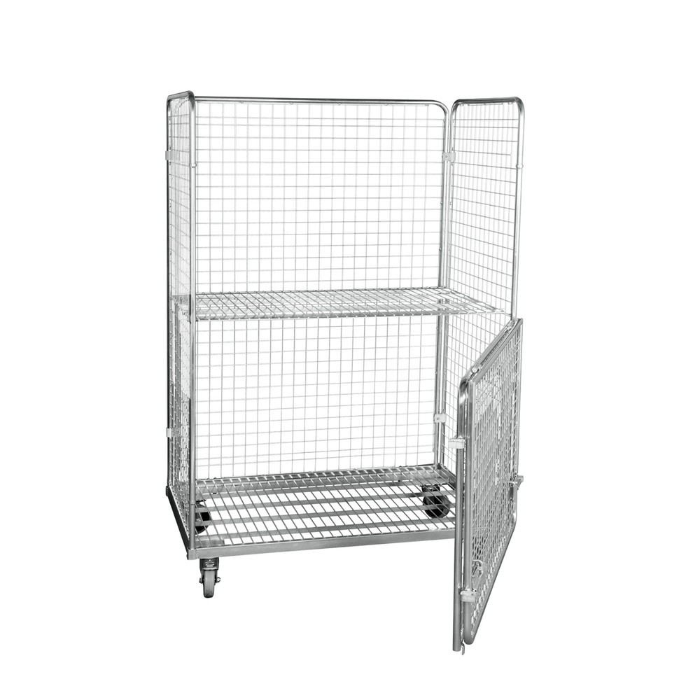 N° de l'image du produit 3 : Conteneur à roulettes en acier aux dimensions Euro, 4 côtés avec paroi avant rabattable, plate-forme de chargement l x P 1 150 x 750 mm