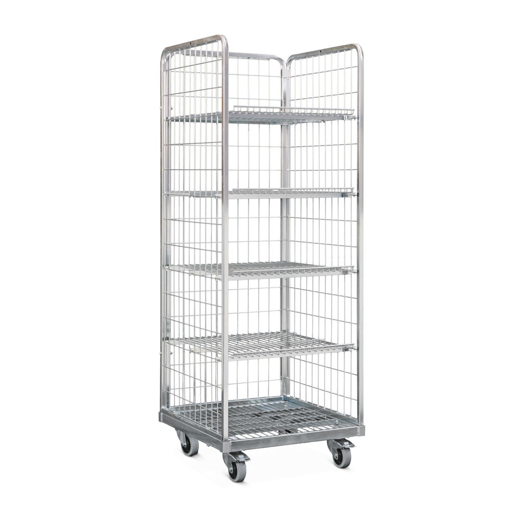 Illustration du produit: Conteneur à roulettes en acier aux dimensions Euro, adapté aux caisses 600 x 400 mm, l x P 420 x 620 mm