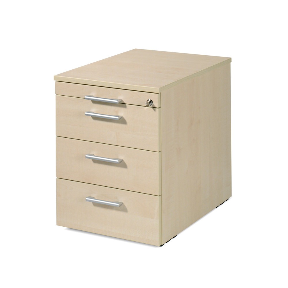 Illustration du produit: Conteneur à roulettes Lissabon, H x l x P 566 x 600 x 430 mm, 3 inserts en plastique, érable