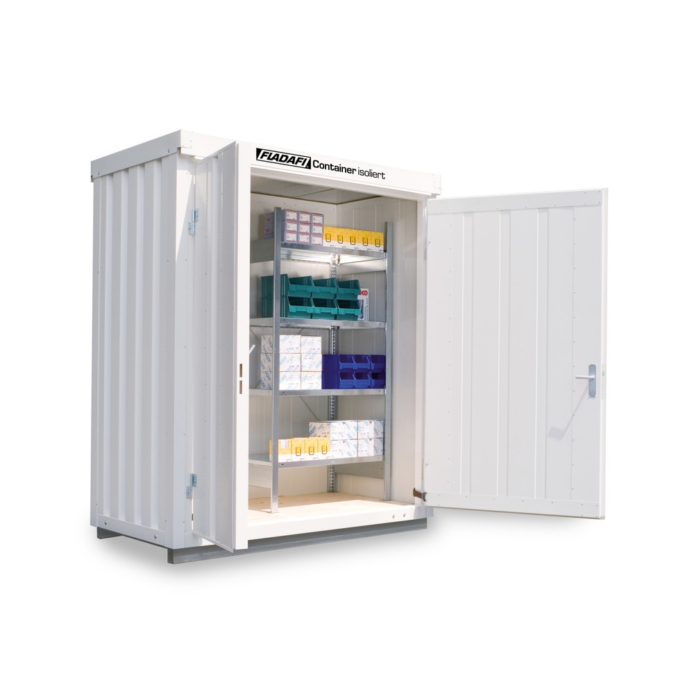 Illustration du produit: Conteneur à matériaux FLADAFI®, isolé, 2 m², avec sol isolé, haut. x larg. x prof. 2 500 x 2 100 x 1 140 mm, porte à doubles battants (division asymétrique), centrée sur la largeur