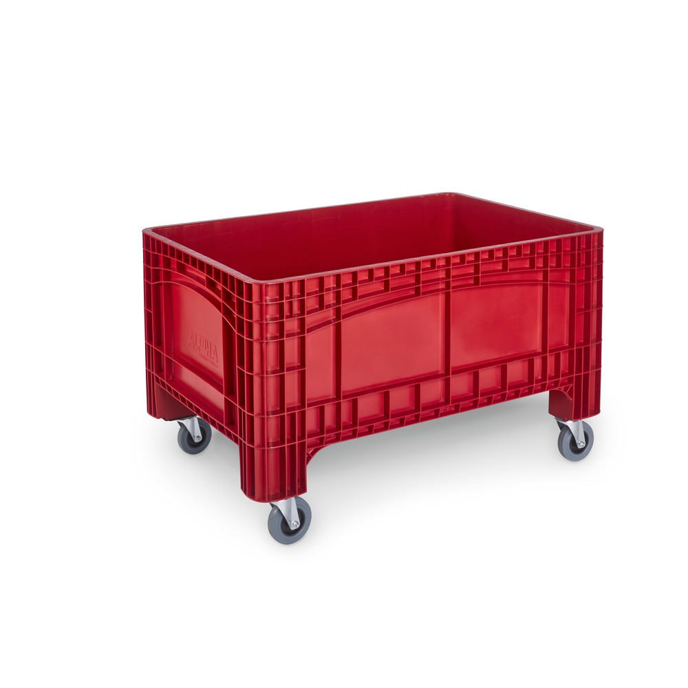 Illustration du produit: Conteneur grand format L, HxlxP 800 x 1.200 x 580 mm, 354 litres, 4 roues directrices avec frein, rouge